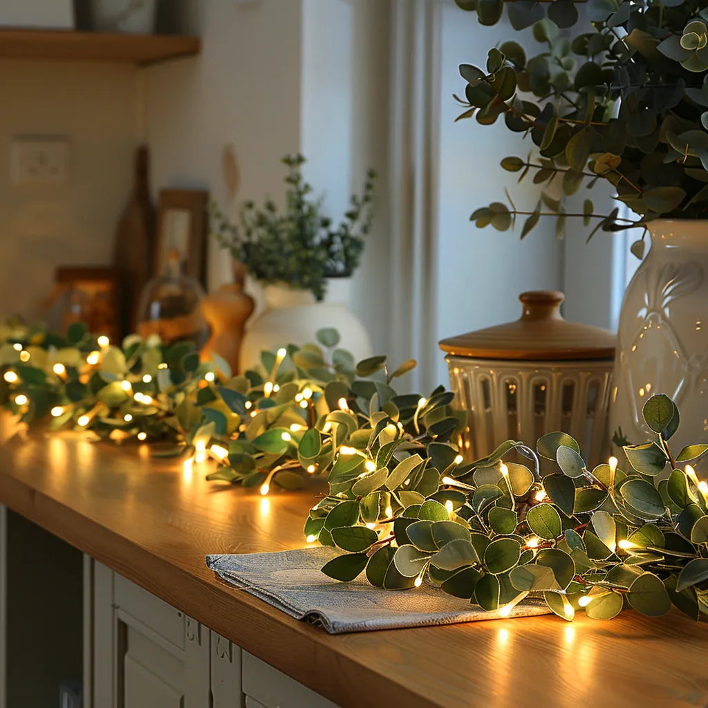 Guirlande lumineuse de plantes