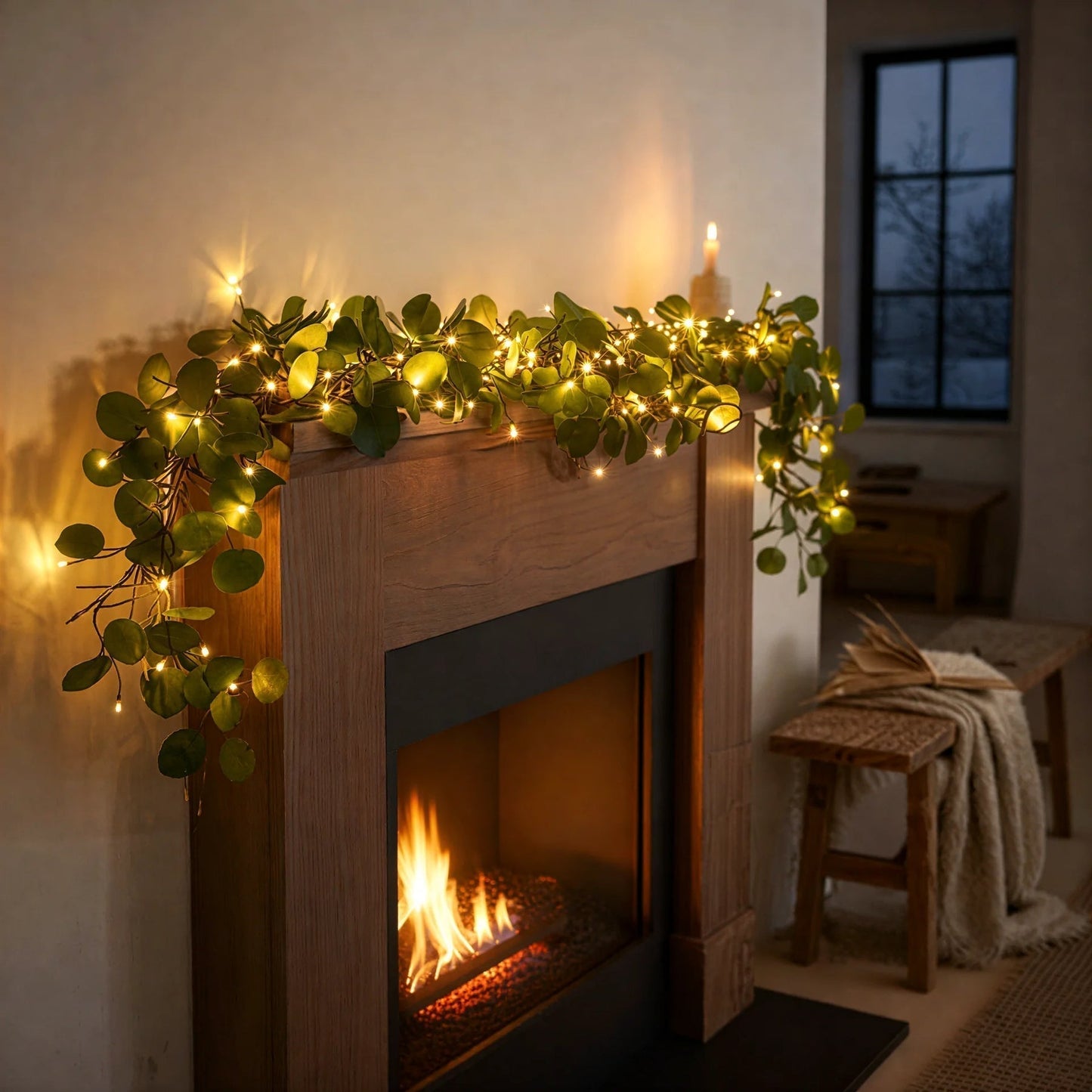 Guirlande lumineuse de plantes