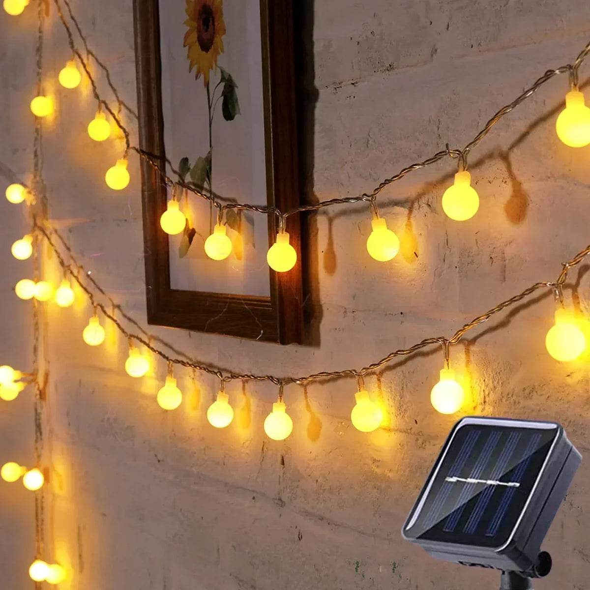 Guirlande lumineuse solaire d'extérieur IP65 pour jardins et terrasses