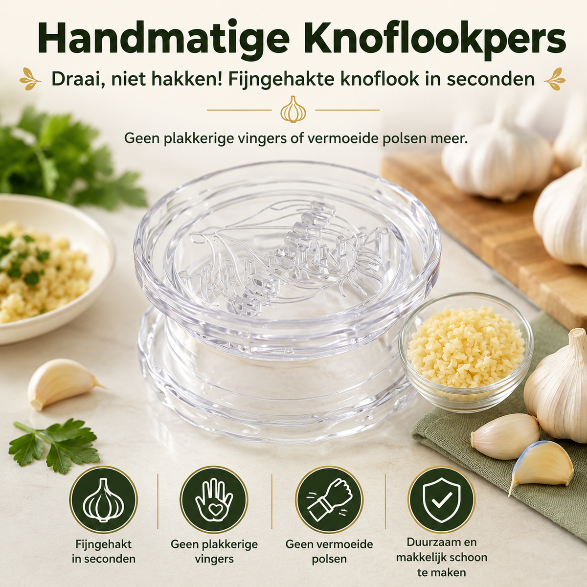 Hachoir manuel multifonction pour ail et herbes