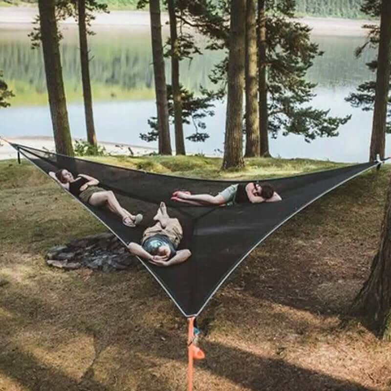 Hamac de camping multipersonne avec système d'ancrage à 3 points