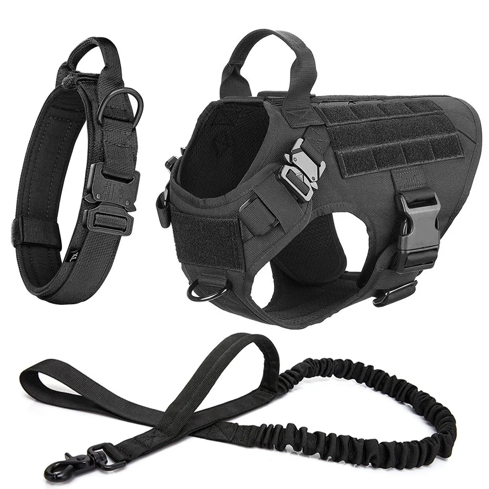 Harnais tactique anti-traction pour chien, entraînement et aventures en plein air