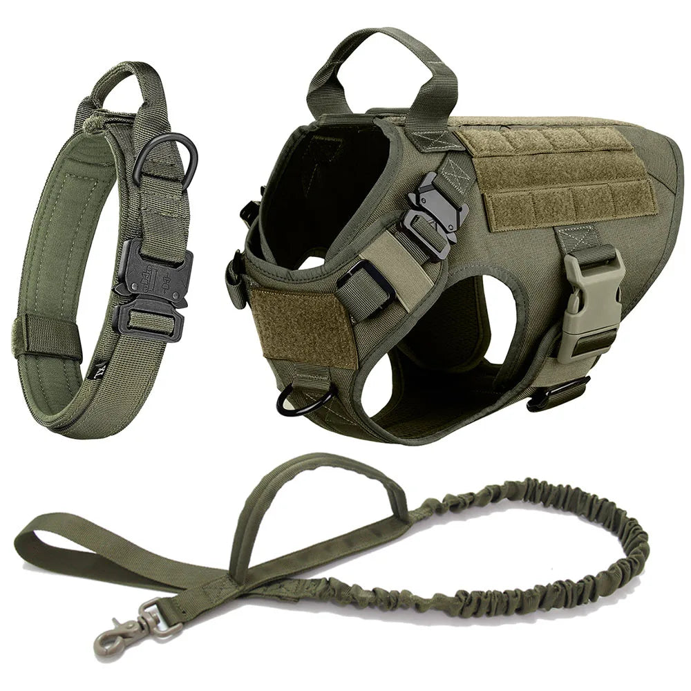 Harnais tactique anti-traction pour chien, entraînement et aventures en plein air