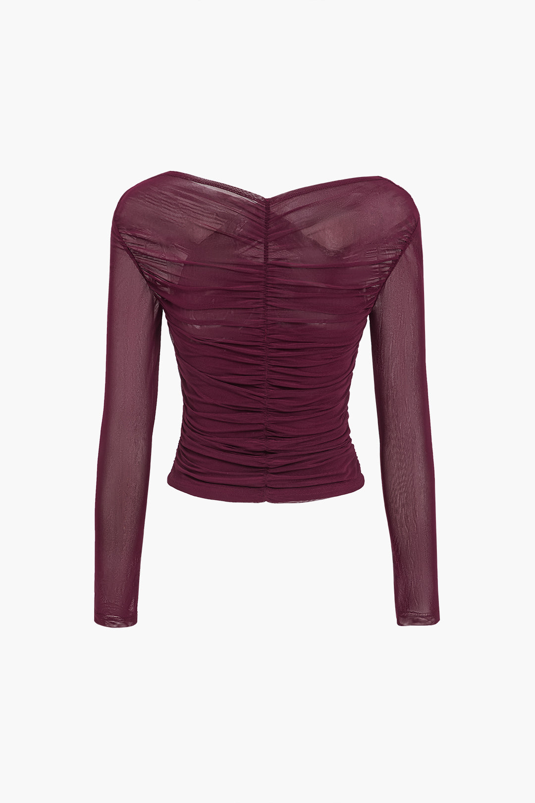 Haut froncé en tulle à manches longues pour femme