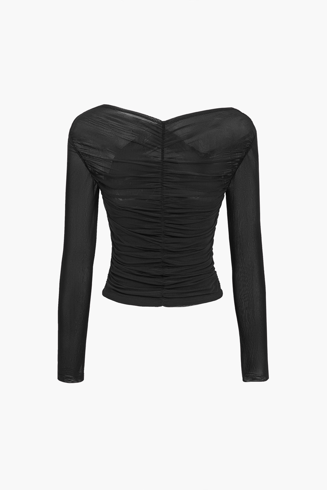 Haut froncé en tulle à manches longues pour femme