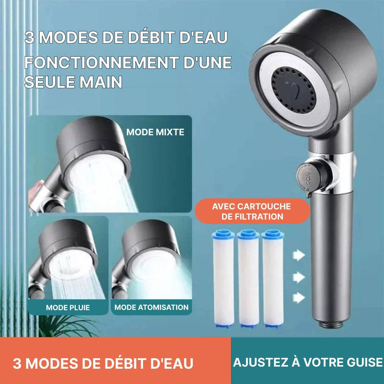 High Pressure Economical Shower Head 4 in 1