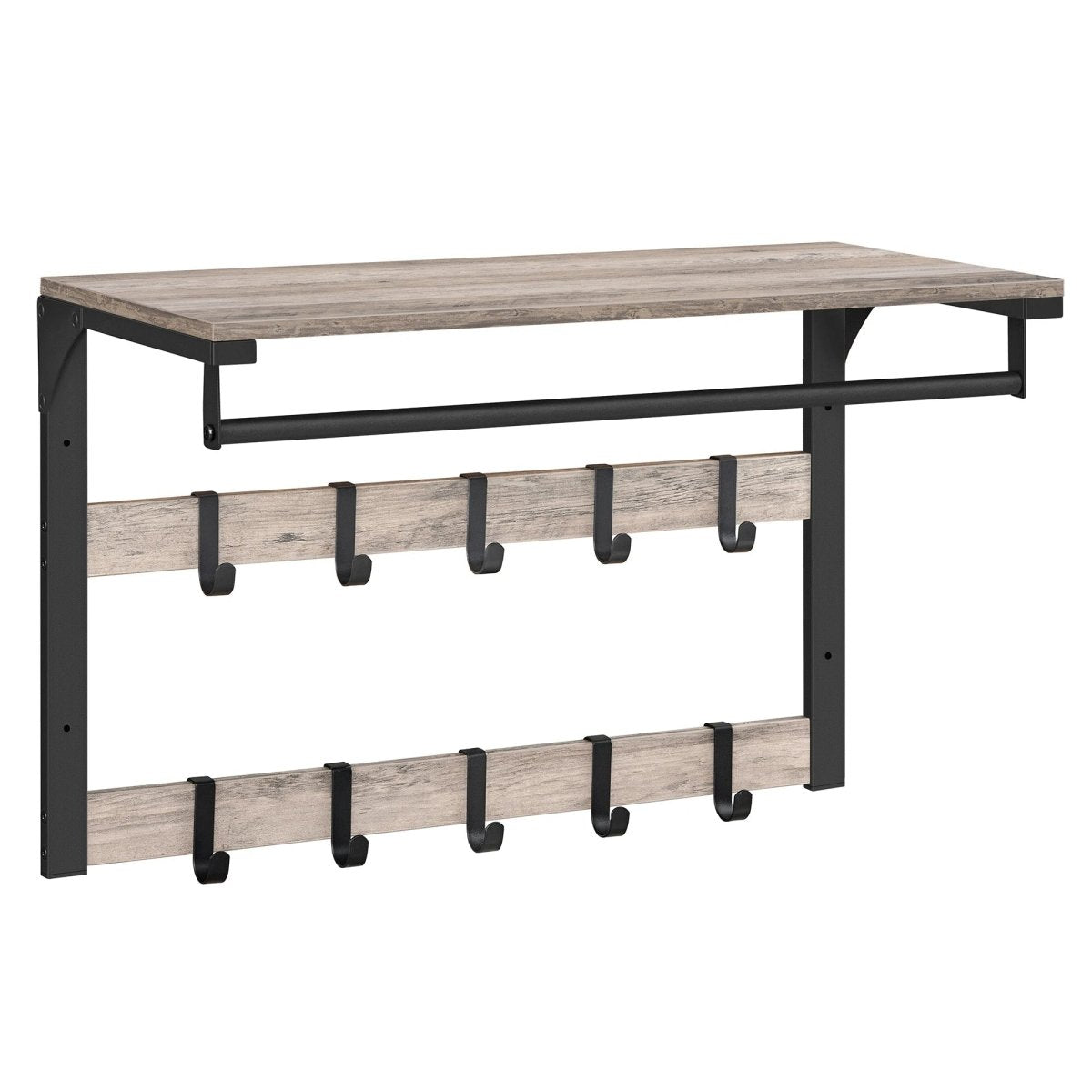 HOOKWELL – 3-in-1 wall coat rack with shelf, hooks, and clothes rail