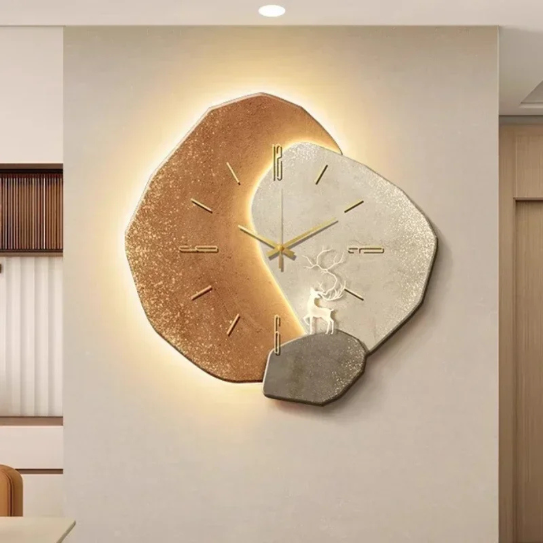 Horloge murale - Élégance naturelle avec lumière LED douce
