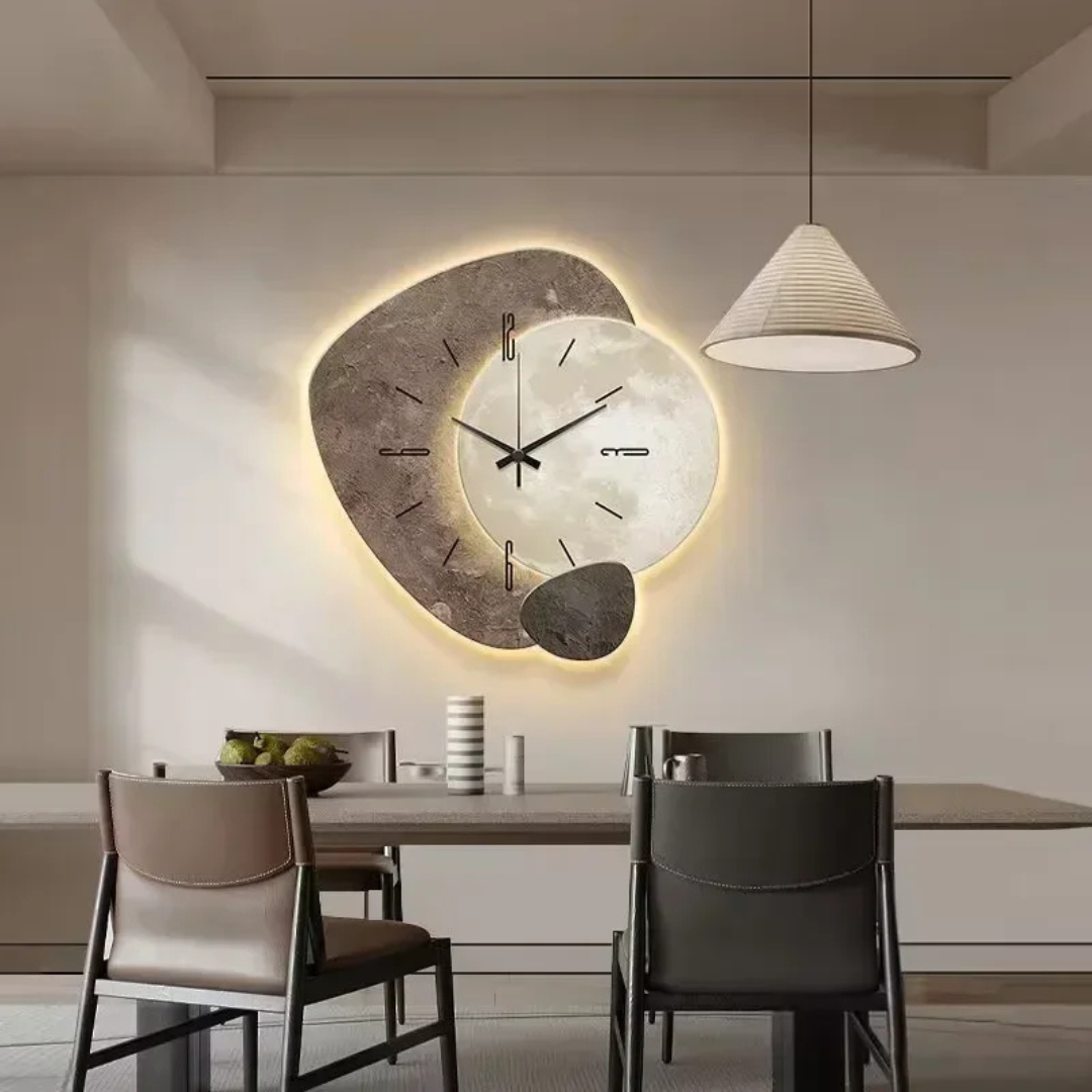 Horloge murale - Élégance naturelle avec lumière LED douce