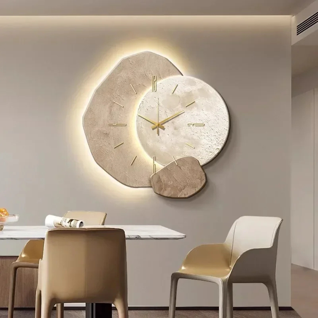 Horloge murale - Élégance naturelle avec lumière LED douce