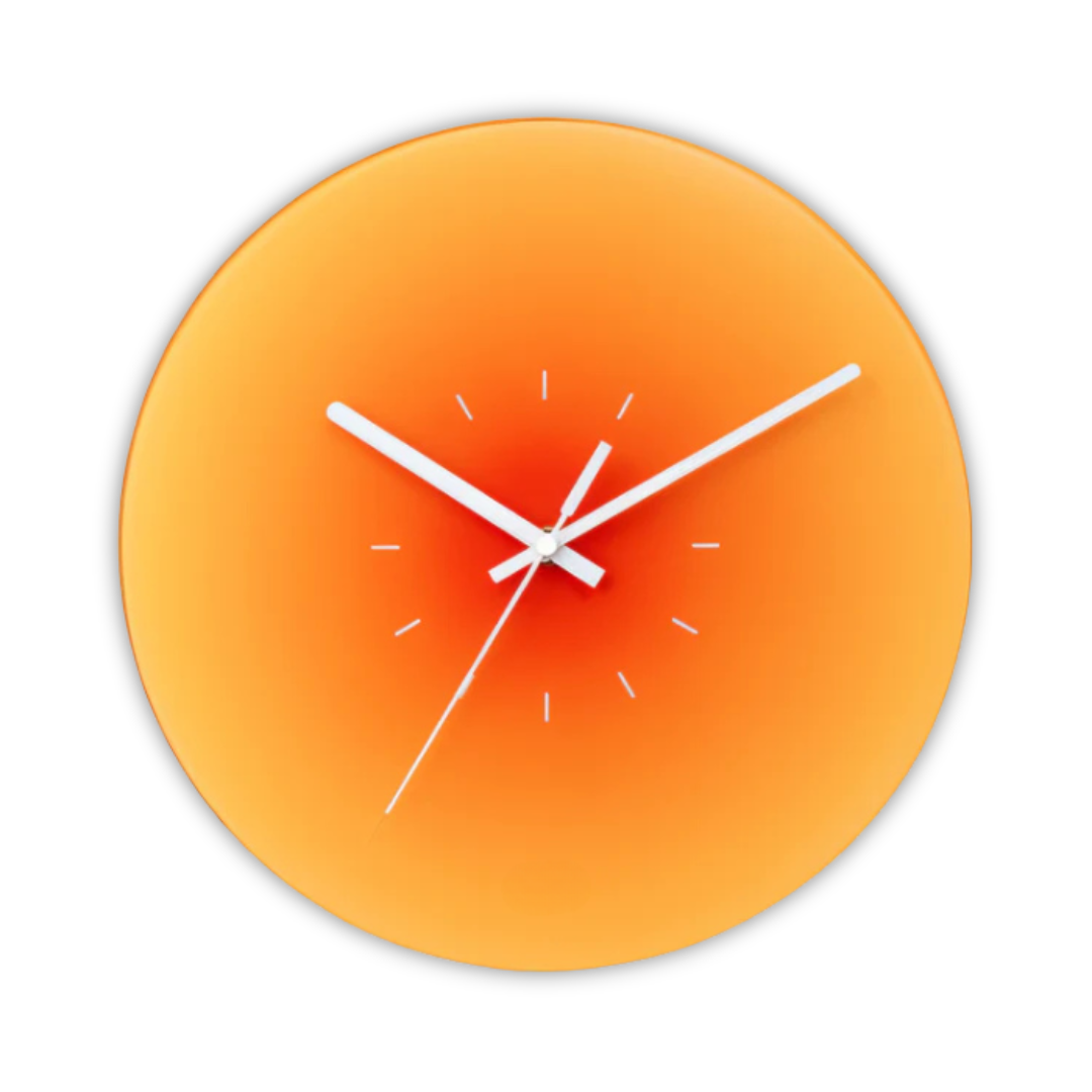 Horloge murale en verre Sunset | Design moderne avec dégradé de couleurs