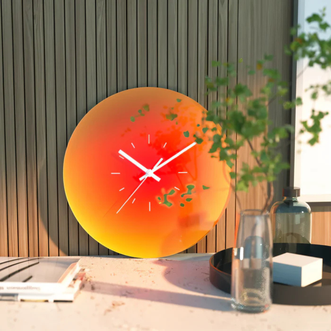 Horloge murale en verre Sunset | Design moderne avec dégradé de couleurs