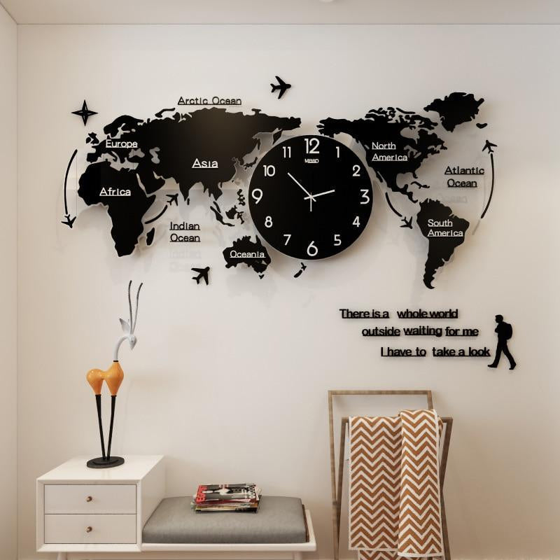 Horloge murale mappemonde design rétro 60cm