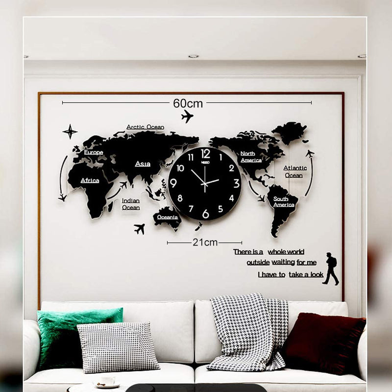 Horloge murale mappemonde design rétro 60cm