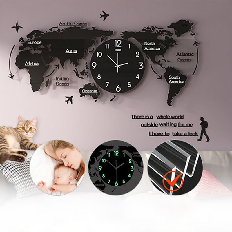 Horloge murale mappemonde design rétro 60cm