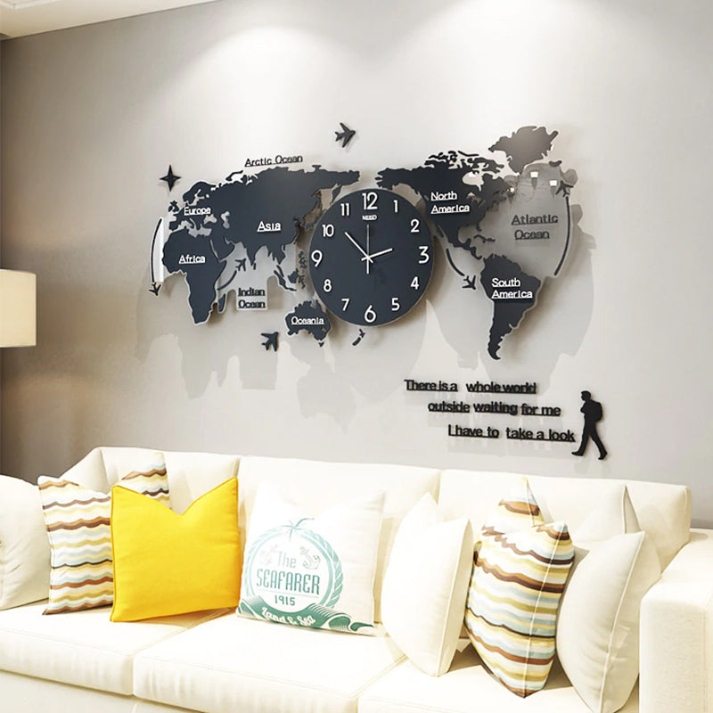 Horloge murale mappemonde design rétro 60cm