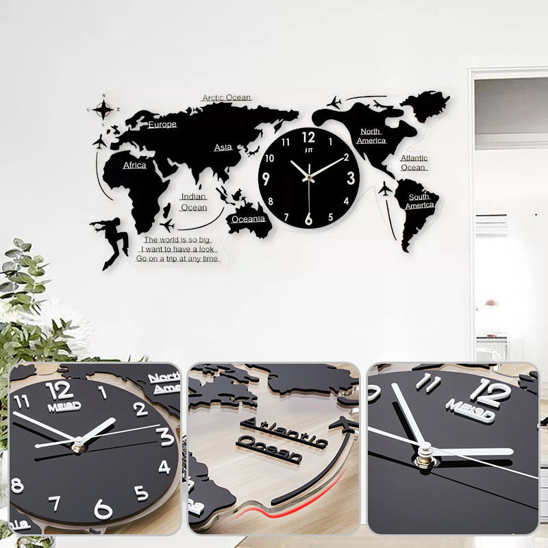 Horloge murale mappemonde design rétro 60cm