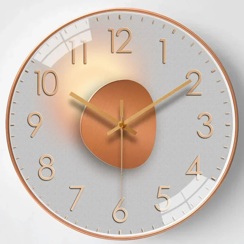 Horloge murale silencieuse à mécanisme quartz, design moderne et élégant