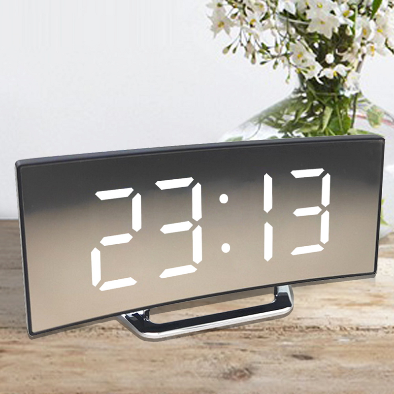Horloge numérique miroir LED avec alarme, gradation automatique et sans reflet
