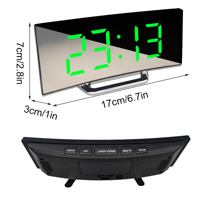Horloge numérique miroir LED avec alarme, gradation automatique et sans reflet