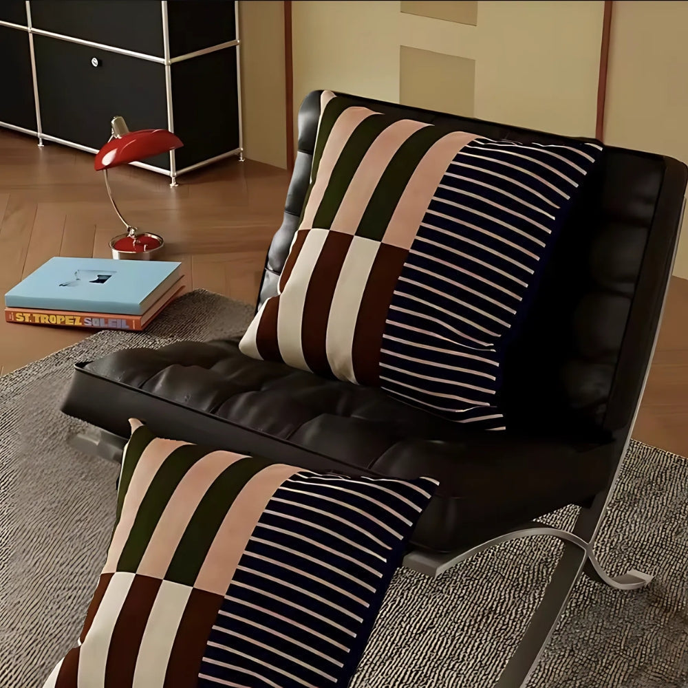 Housse de coussin à rayures et motifs carrés modernes