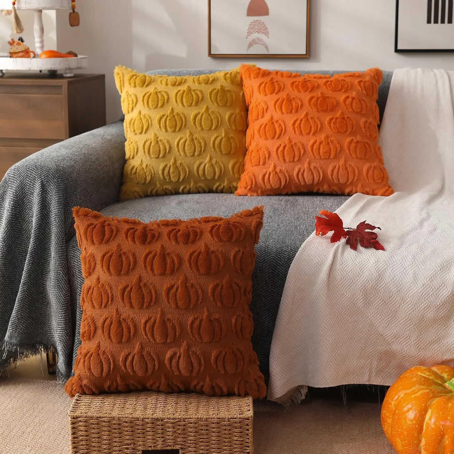 Housse de coussin décorative en fausse fourrure pour la décoration d'automne