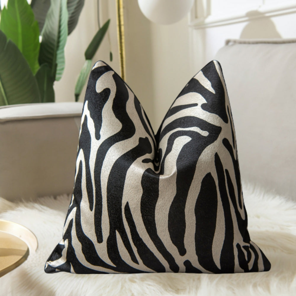 Housse de coussin luxe à motif zébré