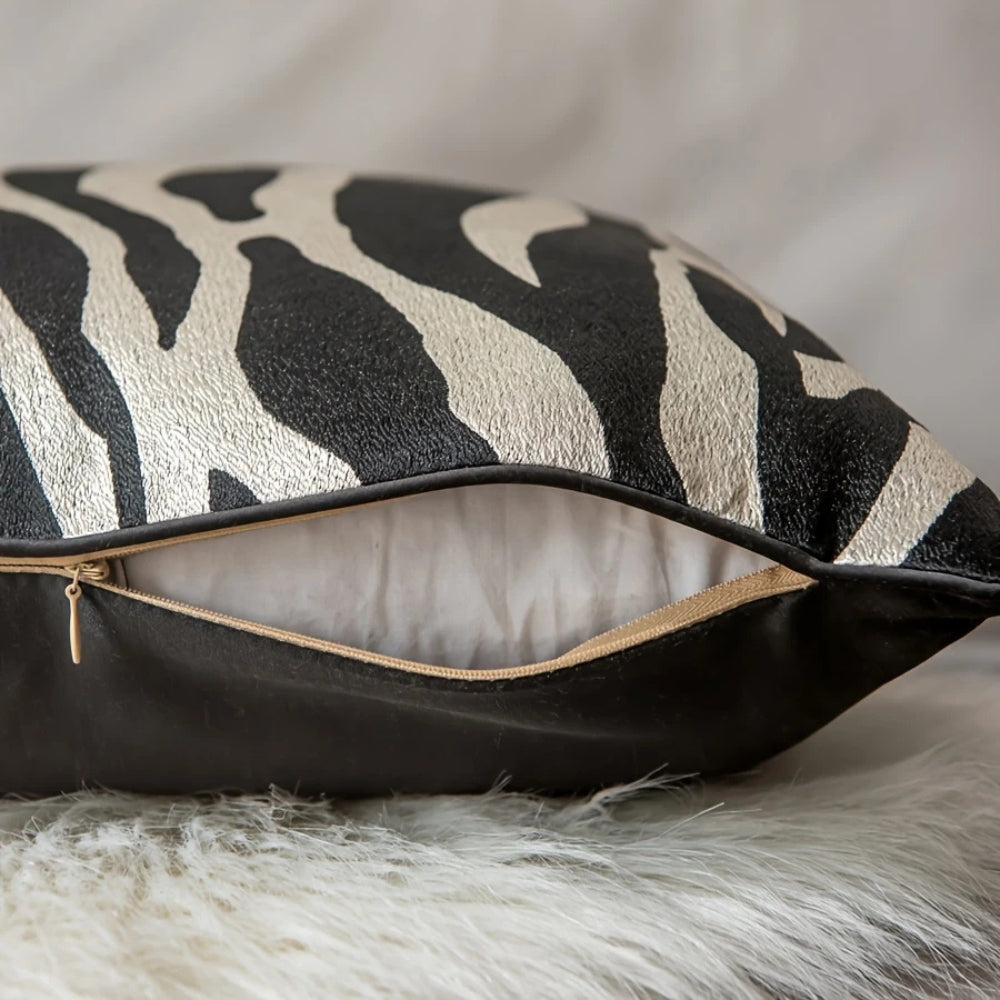 Housse de coussin luxe à motif zébré