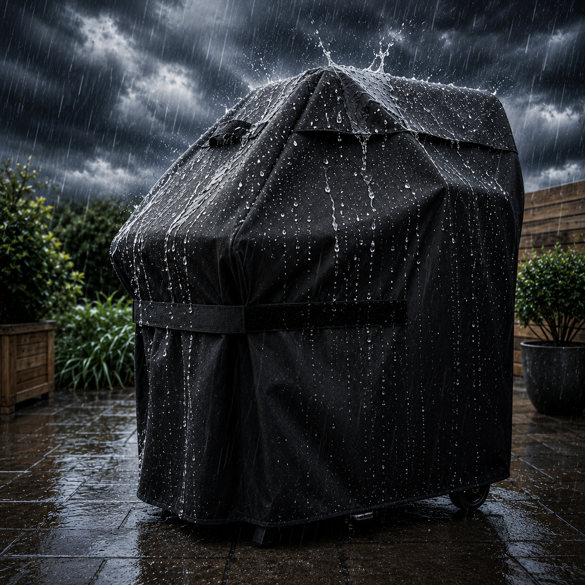 Housse de protection imperméable et résistante pour barbecue - noir