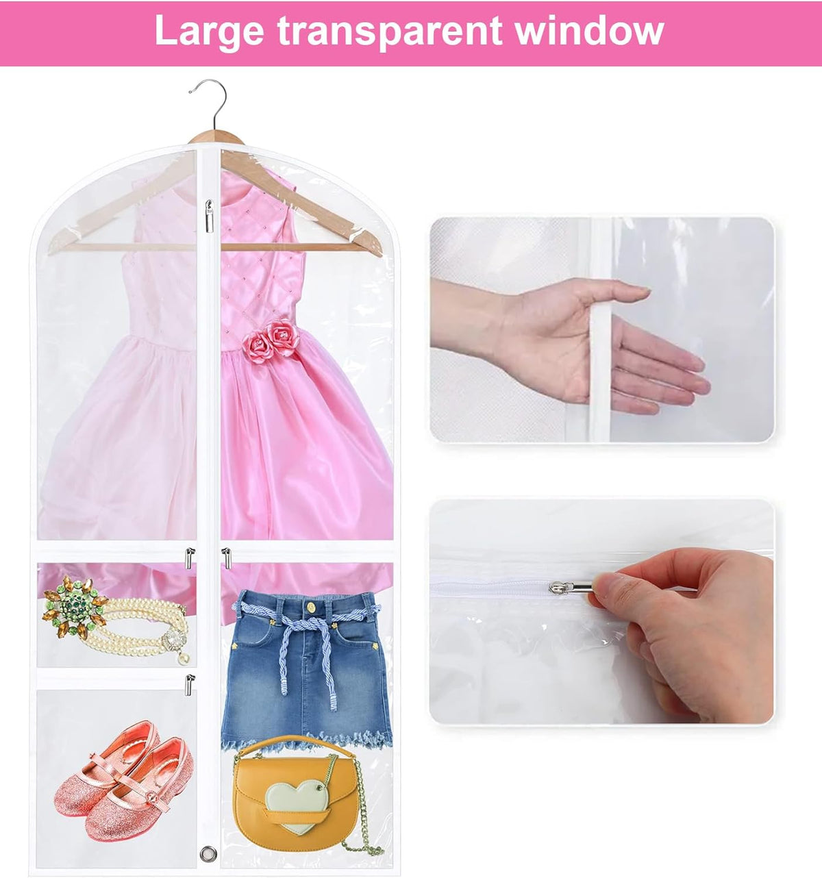 Housses de vêtements de danse pliables et unisexes avec pochettes zippées - lot de 5