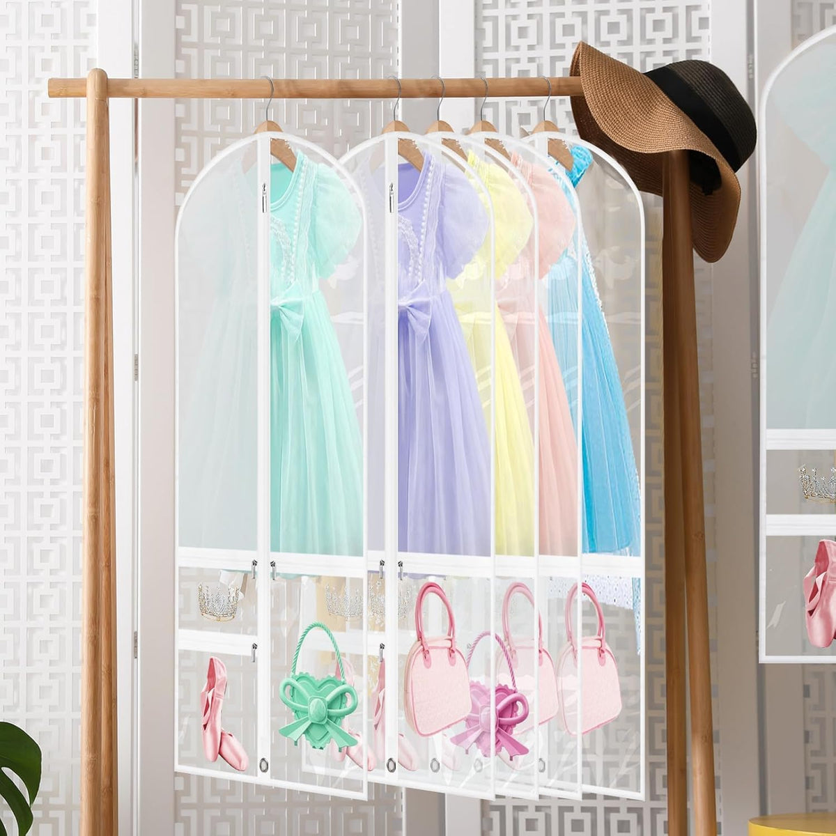 Housses de vêtements de danse pliables et unisexes avec pochettes zippées - lot de 5