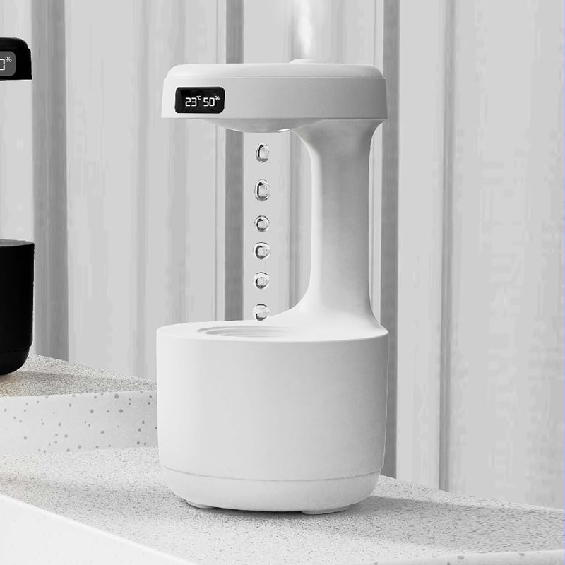 Humidificateur ultrasonique anti-gravité avec horloge LED et diffuseur d'arômes