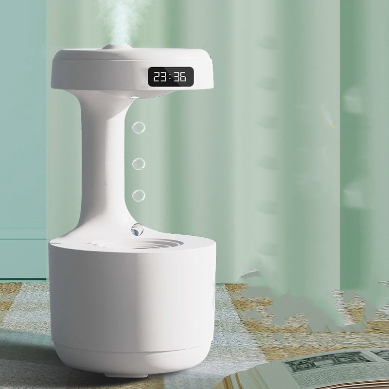 Humidificateur ultrasonique anti-gravité avec horloge LED et diffuseur d'arômes