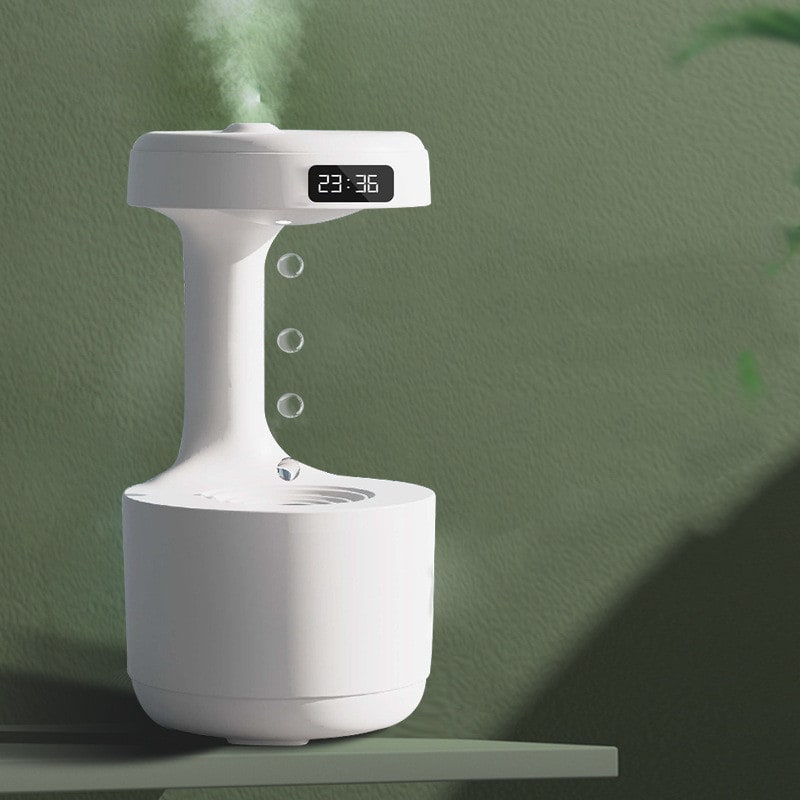 Humidificateur ultrasonique anti-gravité avec horloge LED et diffuseur d'arômes