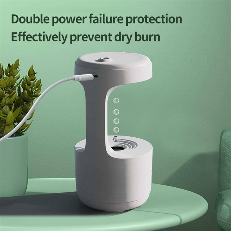 Humidificateur ultrasonique anti-gravité avec horloge LED et diffuseur d'arômes