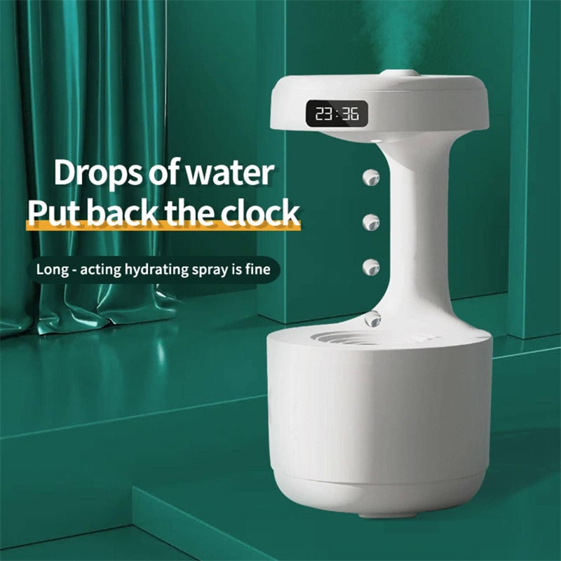 Humidificateur ultrasonique anti-gravité avec horloge LED et diffuseur d'arômes