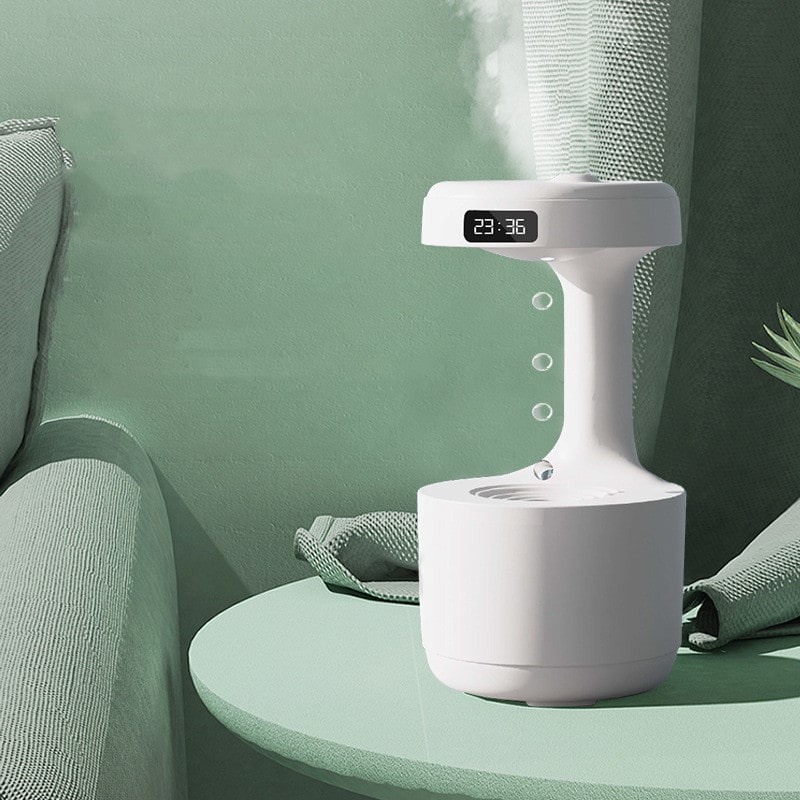 Humidificateur ultrasonique anti-gravité avec horloge LED et diffuseur d'arômes