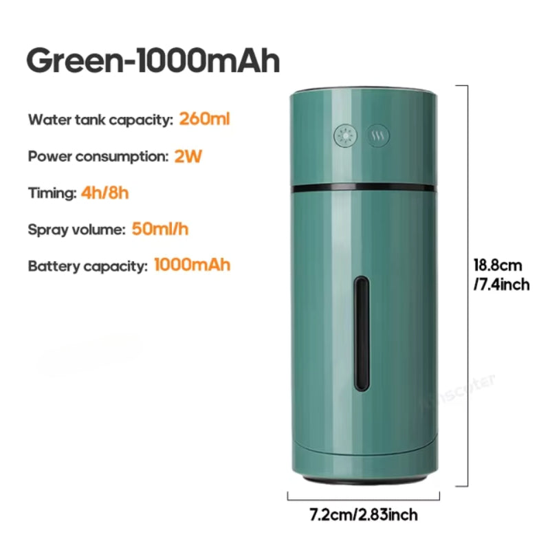 Humidificateur ultrasonique de voyage rechargeable avec éclairage LED