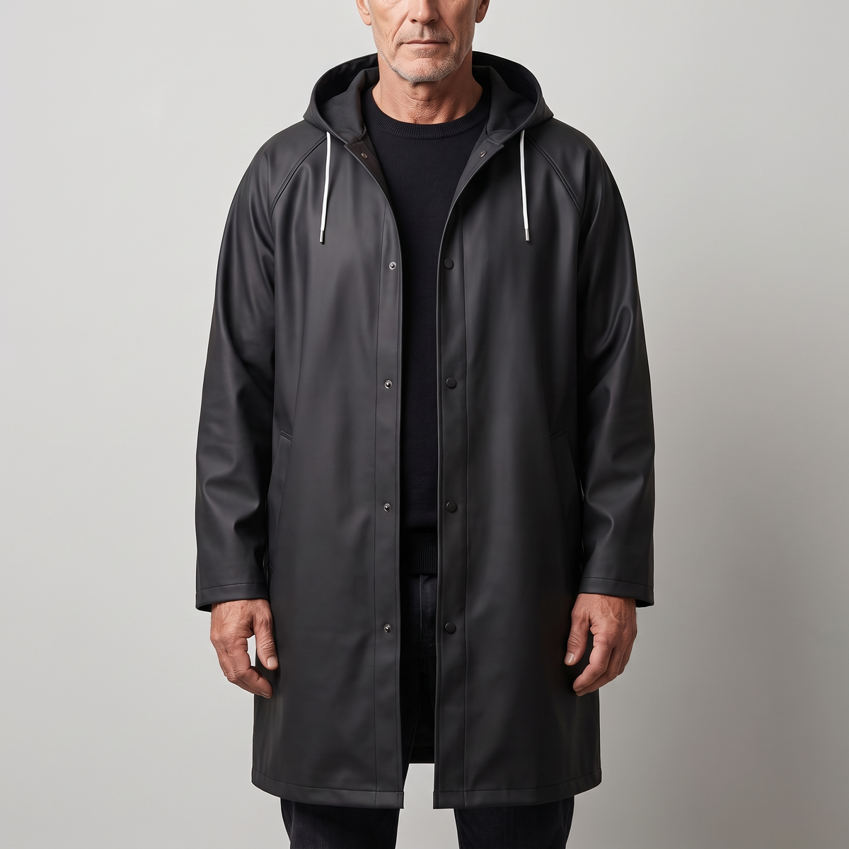 Imperméable long à capuche