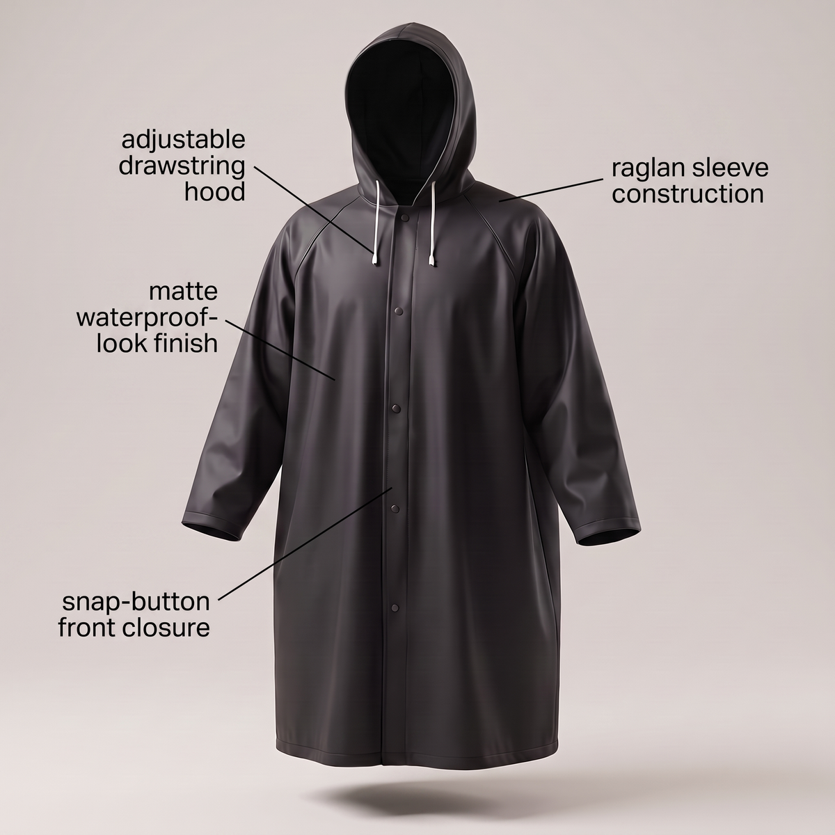 Imperméable long à capuche