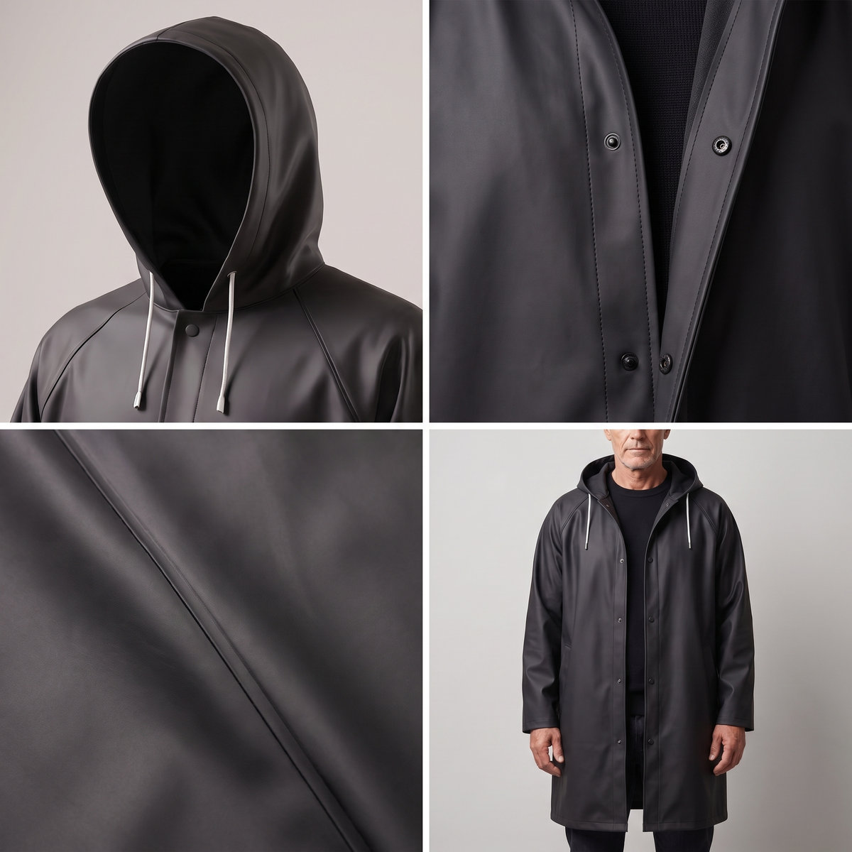 Imperméable long à capuche