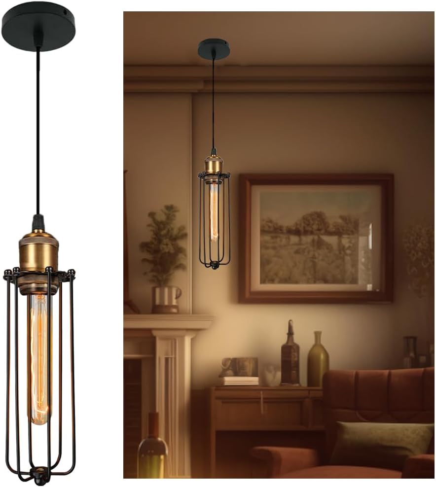 Industrial Hanging Light in Retro Design – Vintage Pendant Lamp with Metal Grid