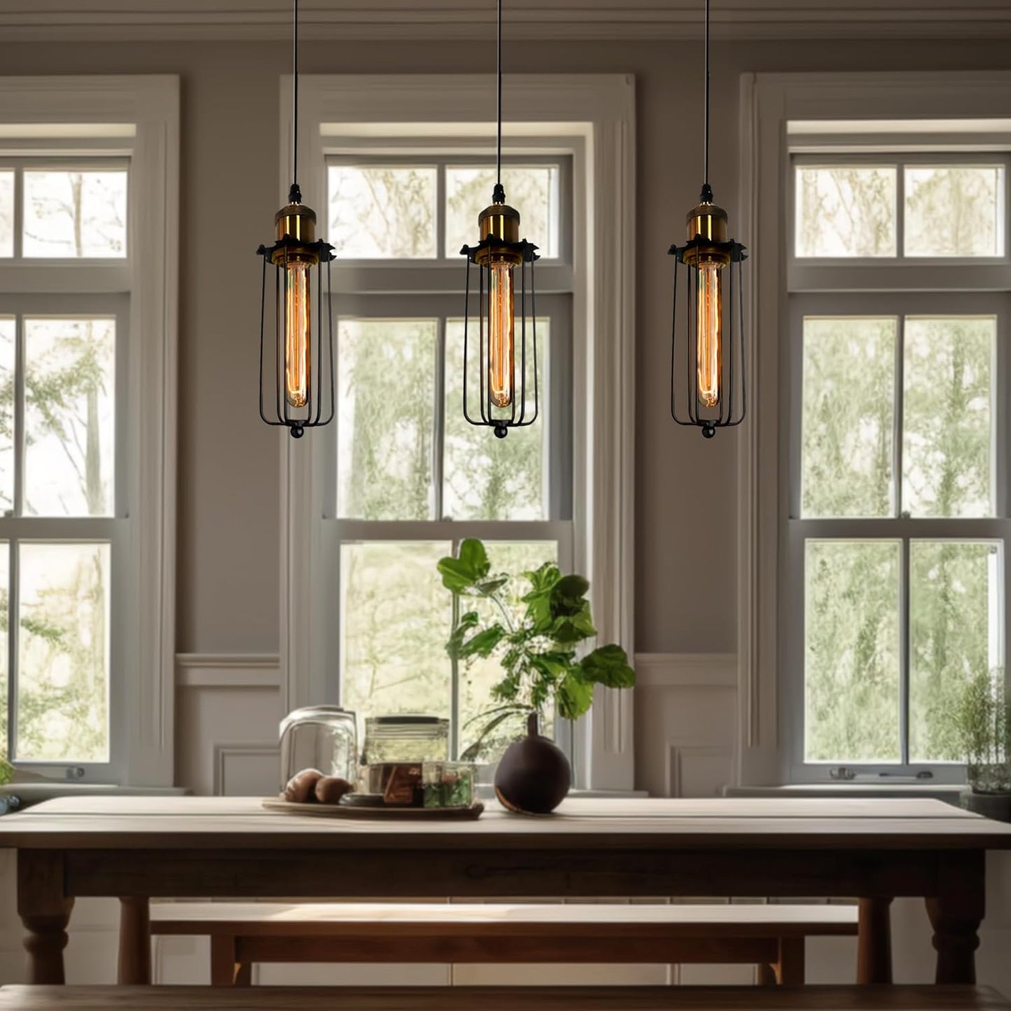 Industrial Hanging Light in Retro Design – Vintage Pendant Lamp with Metal Grid