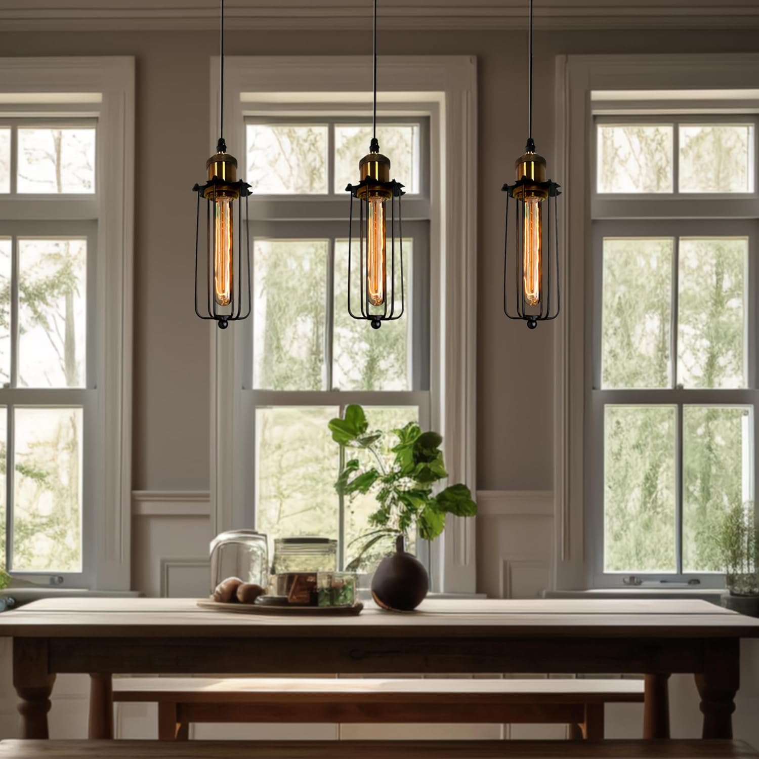 Industrial Hanging Light in Retro Design – Vintage Pendant Lamp with Metal Grid