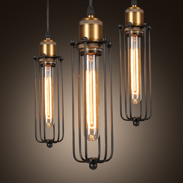 Industrial Hanging Light in Retro Design – Vintage Pendant Lamp with Metal Grid