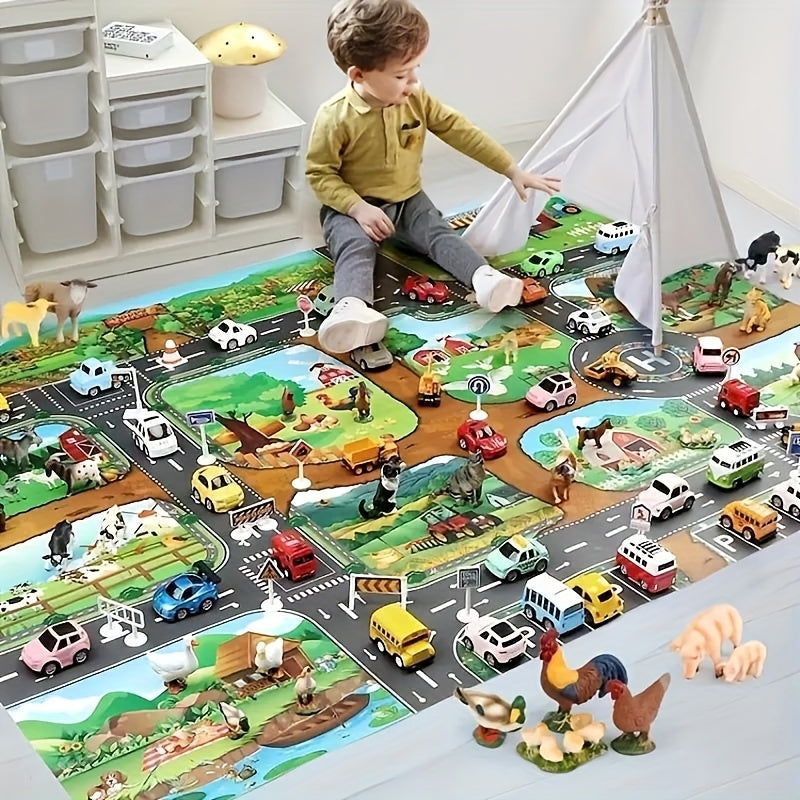 Interactive Play Mat for Kids – Colorful Farm and Traffic Design