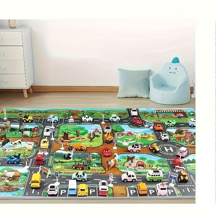 Interactive Play Mat for Kids – Colorful Farm and Traffic Design