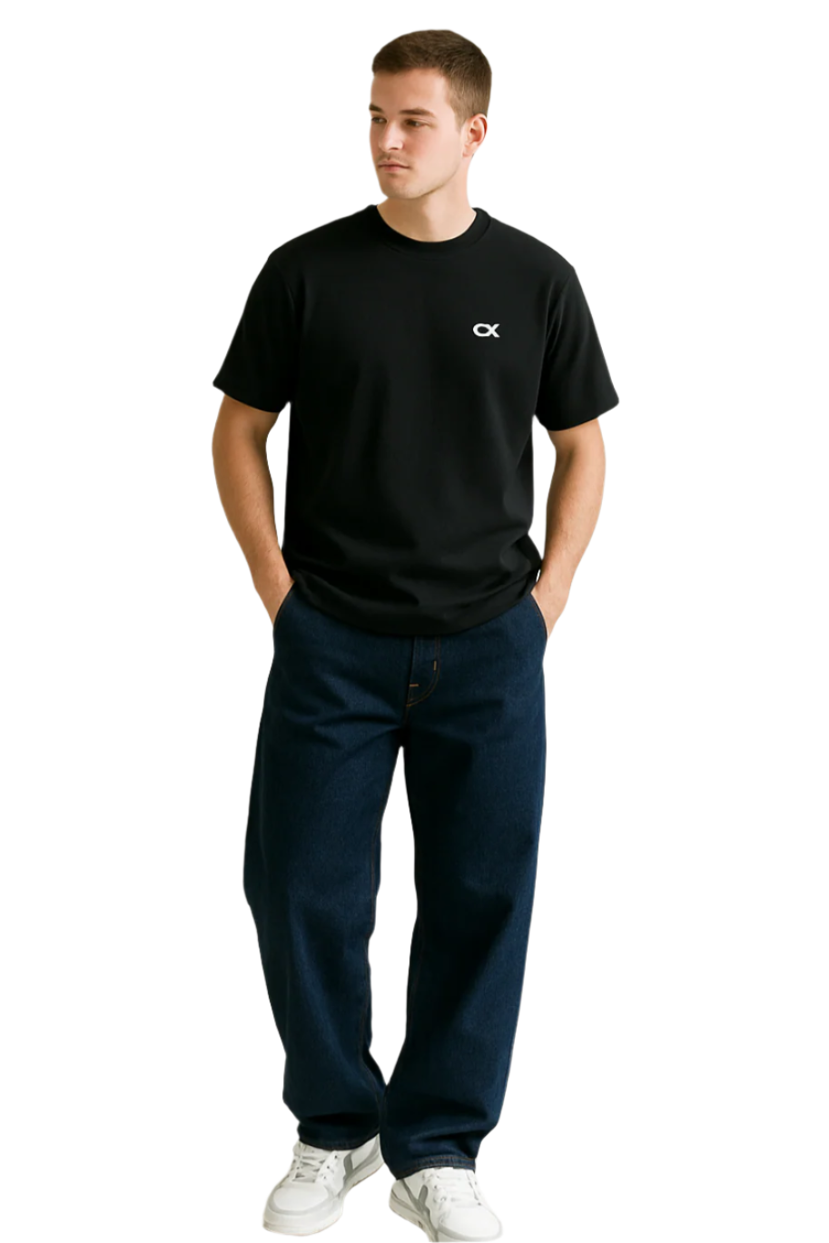 Jean baggy pour homme à jambes larges en denim noir