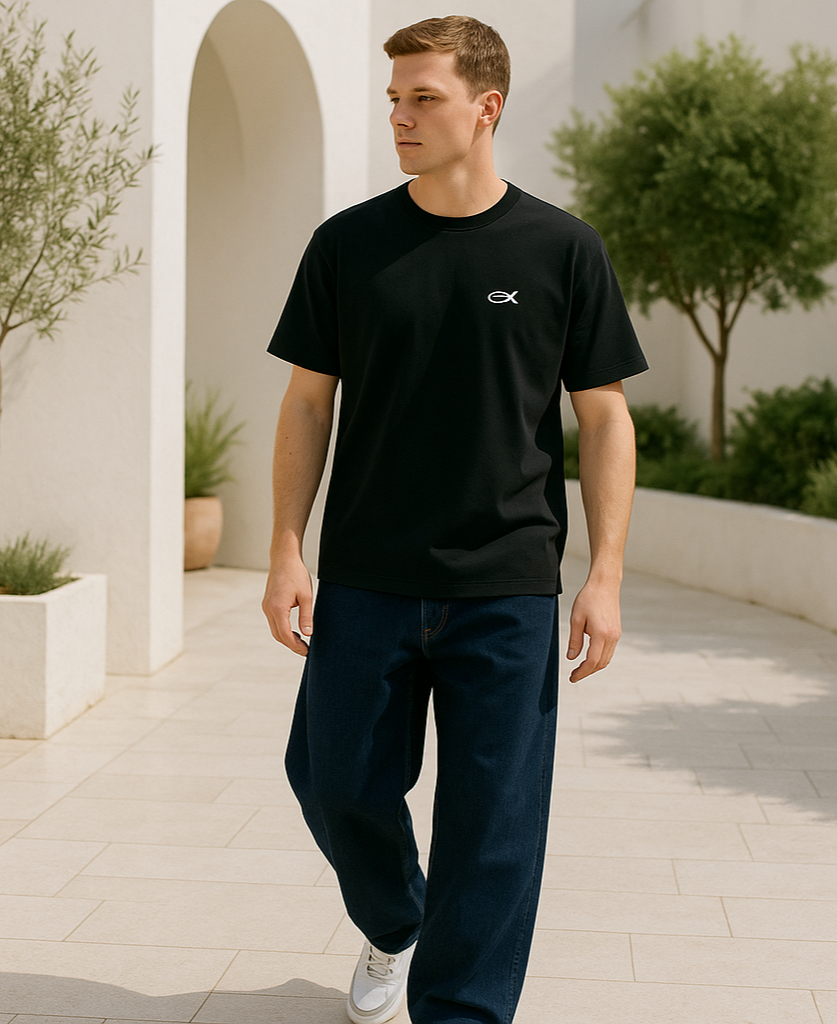 Jean baggy pour homme à jambes larges en denim noir