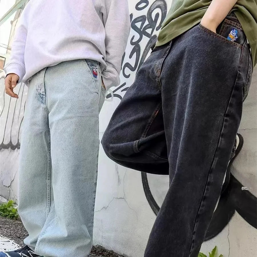 Jean baggy pour homme à jambes larges en denim noir